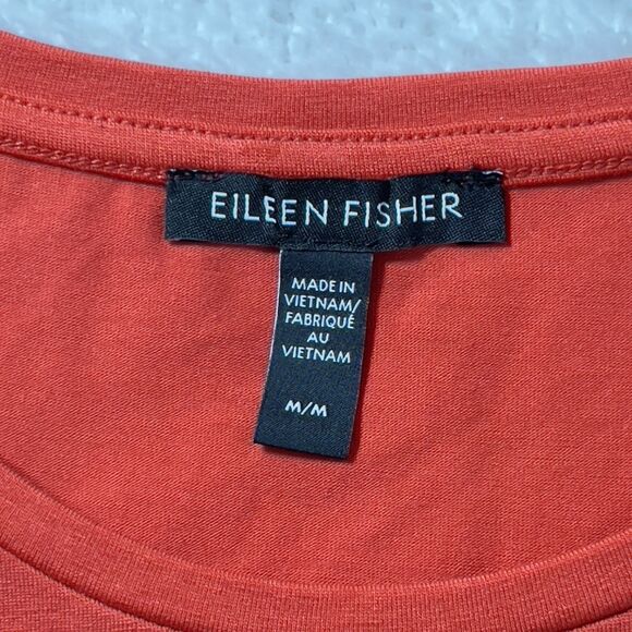 Eileen Fisher Jersey Long Tank Top Womens Sz M Orange  Stretch Crew Neck - Picture 4 of 8
